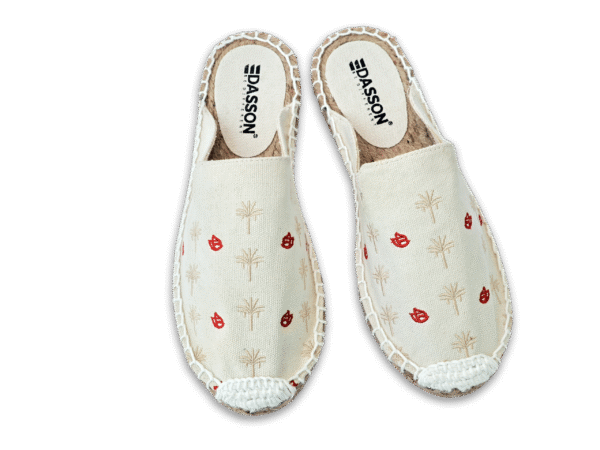 Bone White Palm Tree  Espadrille Ladies Sandals
