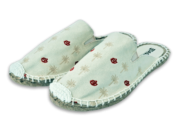 Bone White Palm Tree  Espadrille Ladies Sandals