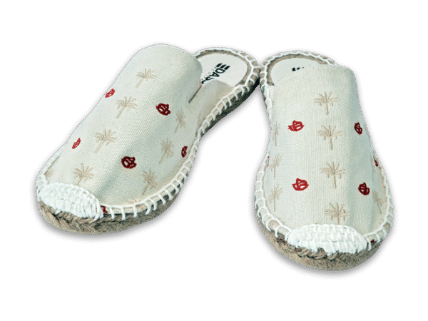 Bone White Palm Tree  Espadrille Ladies Sandals