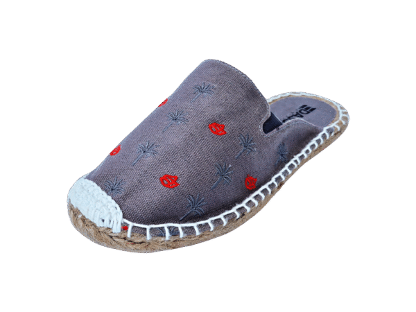 Jet Black Palm Tree  Espadrille Ladies Sandals