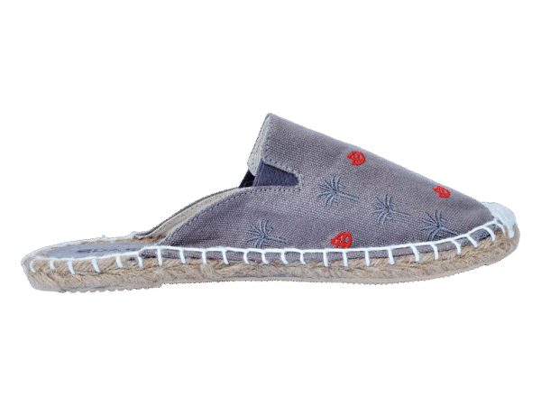 Jet Black Palm Tree  Espadrille Ladies Sandals