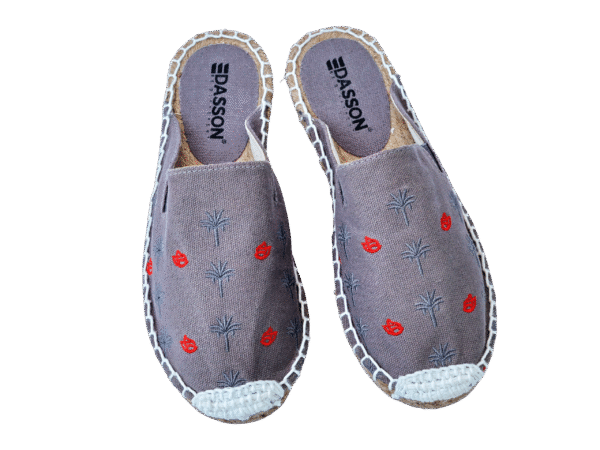Jet Black Palm Tree  Espadrille Ladies Sandals