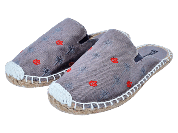 Jet Black Palm Tree  Espadrille Ladies Sandals