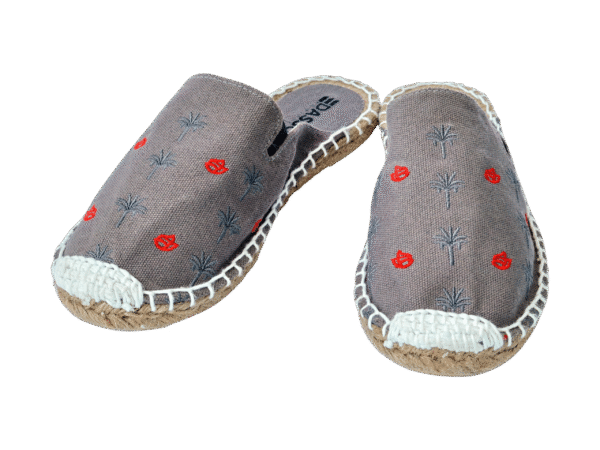Jet Black Palm Tree  Espadrille Ladies Sandals