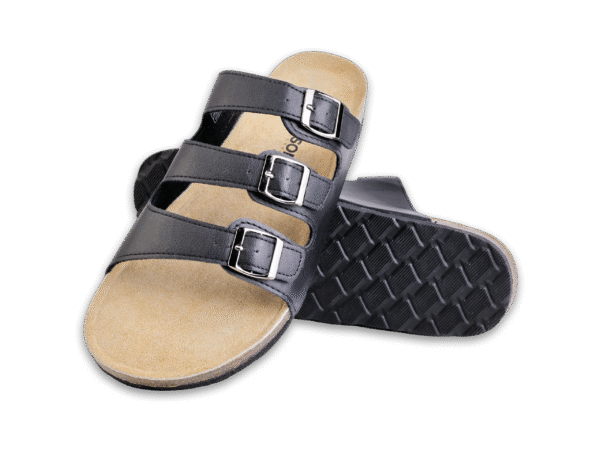 Black Trio Cork Sandals