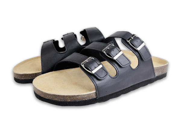Black Trio Cork Sandals