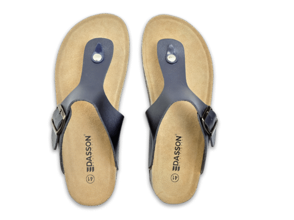 Navy Buckle Thong Cork Sandals