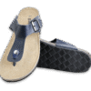 Navy Buckle Thong Cork Sandals