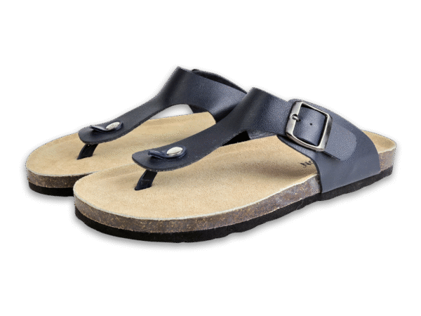 Navy Buckle Thong Cork Sandals