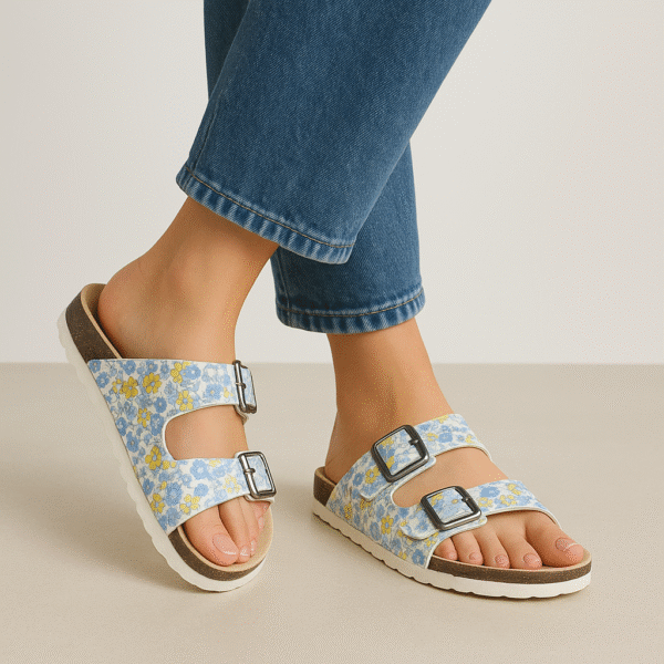 Azure Petal Cork Sandals