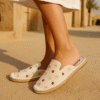 Bone White Palm Tree  Espadrille Ladies Sandals
