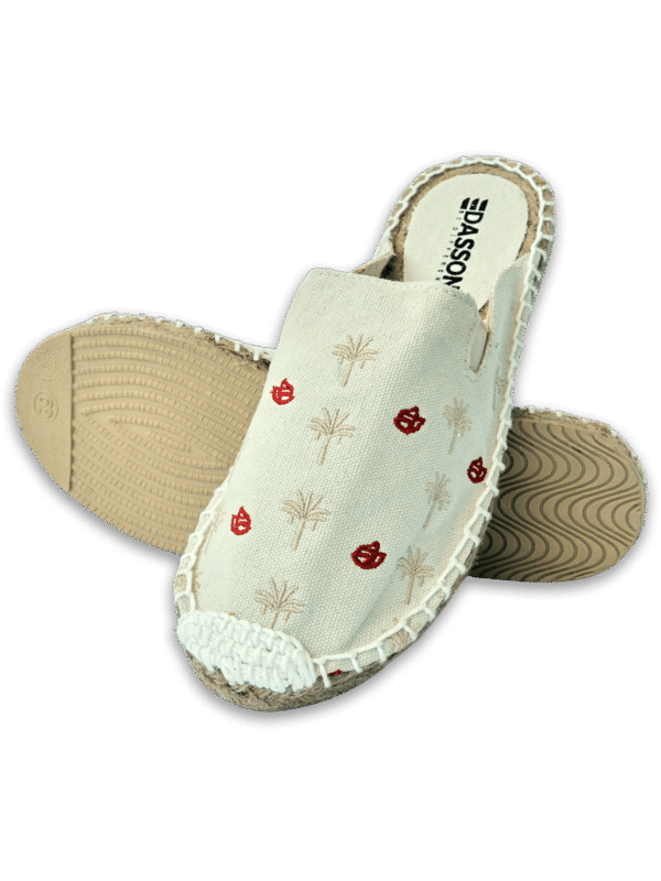 Bone White Palm Tree  Espadrille Ladies Sandals