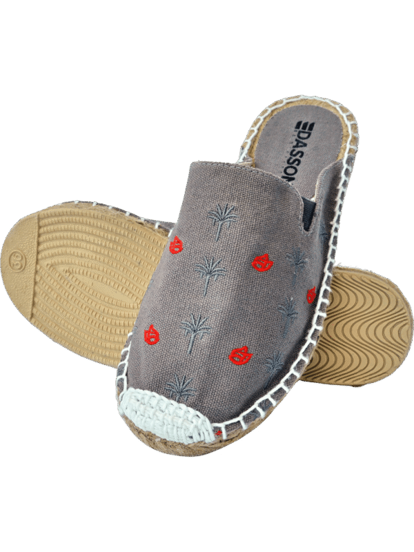 Jet Black Palm Tree  Espadrille Ladies Sandals
