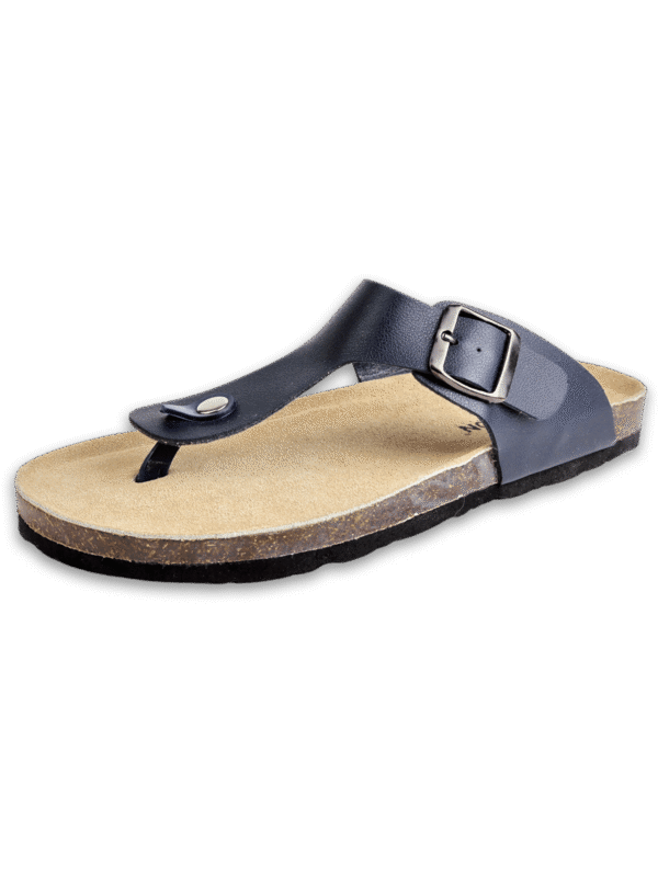 Navy Buckle Thong Cork Sandals