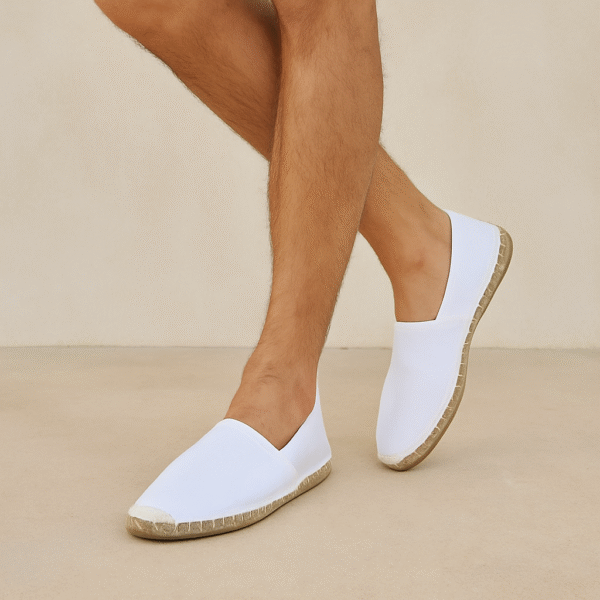 White Canvas Espadrille Men's Sandals