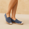 Navy Stripe Canvas Espadrille Ladies Sandals