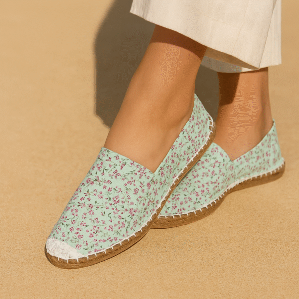 Mint Blossom Canvas Espadrille Ladies Sandals